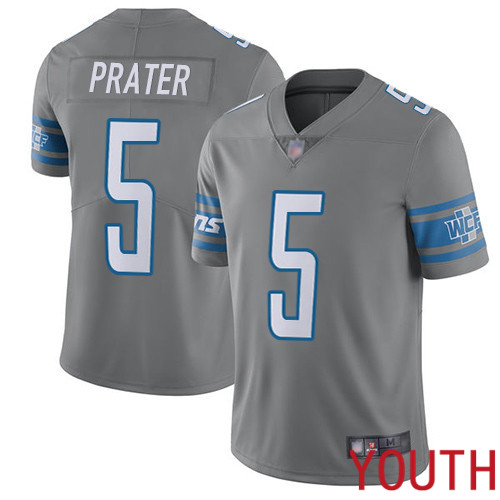 Detroit Lions Limited Steel Youth Matt Prater Jersey NFL Football #5 Rush Vapor Untouchable->youth nfl jersey->Youth Jersey